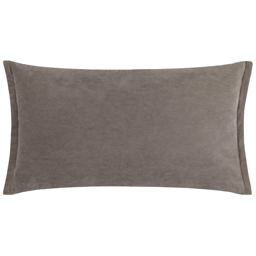 Plain Beige Cushions - Merton Rectangular Velvet Polyester Filled Cushion Taupe Yard