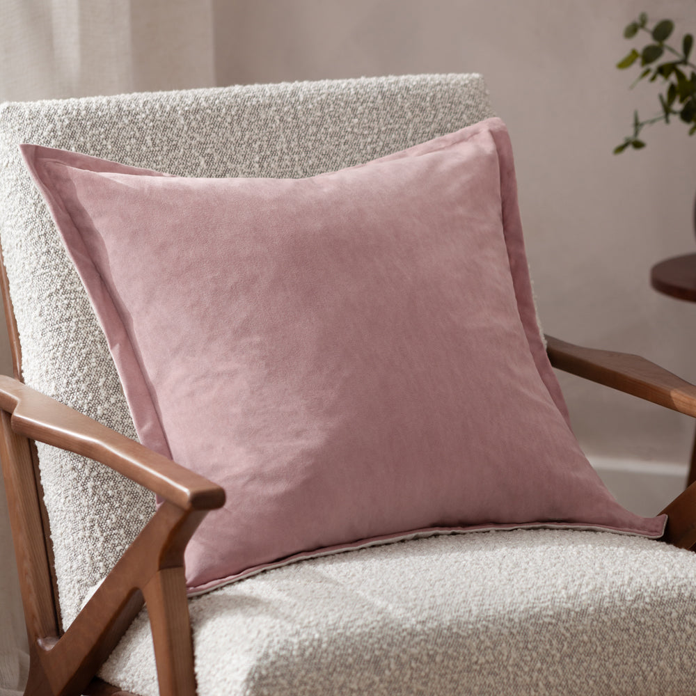 Plain Pink Cushions - Merton Square Velvet Polyester Filled Cushion Dusty Rose Yard