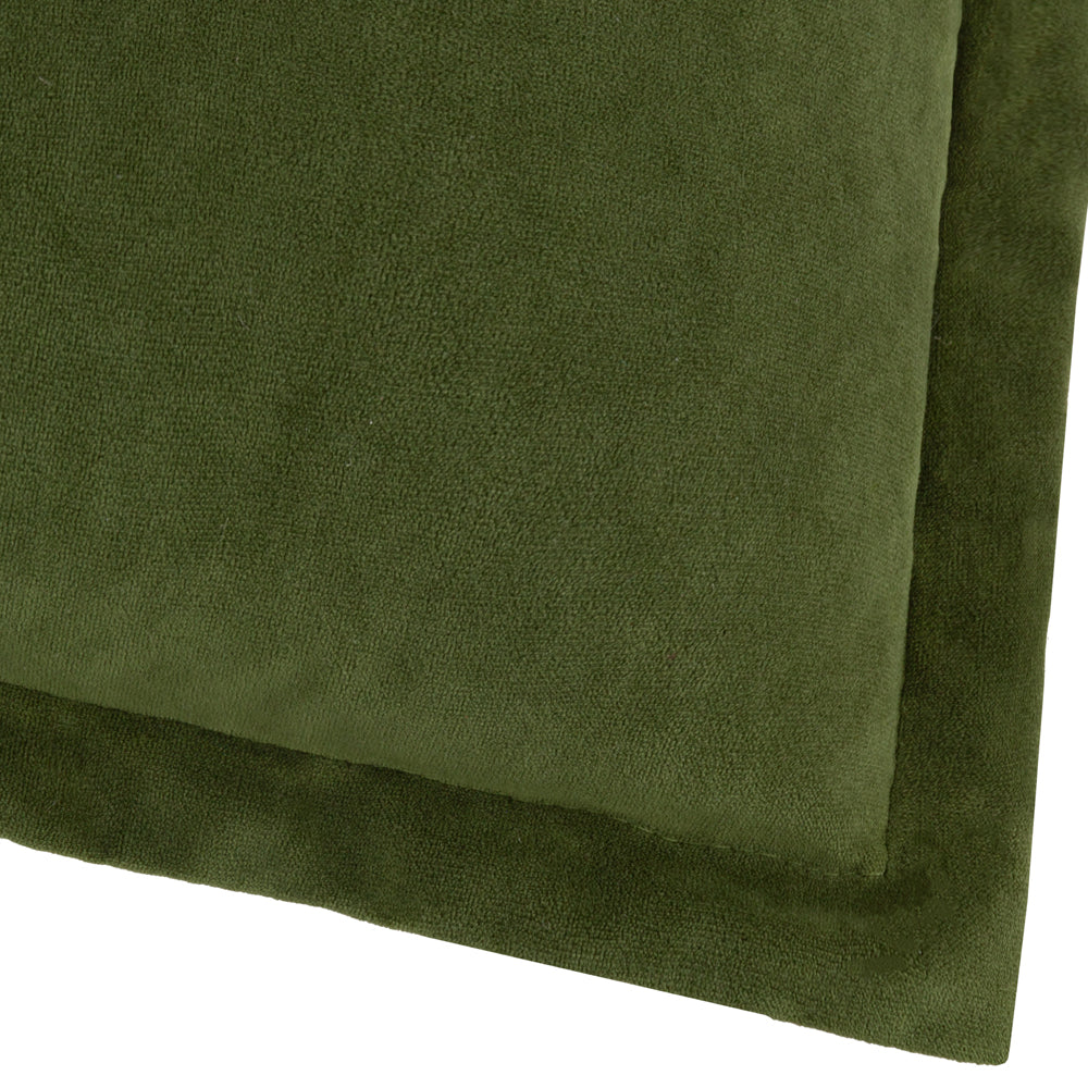 Plain Green Cushions - Merton Square Velvet Polyester Filled Cushion Olive Oil Yard