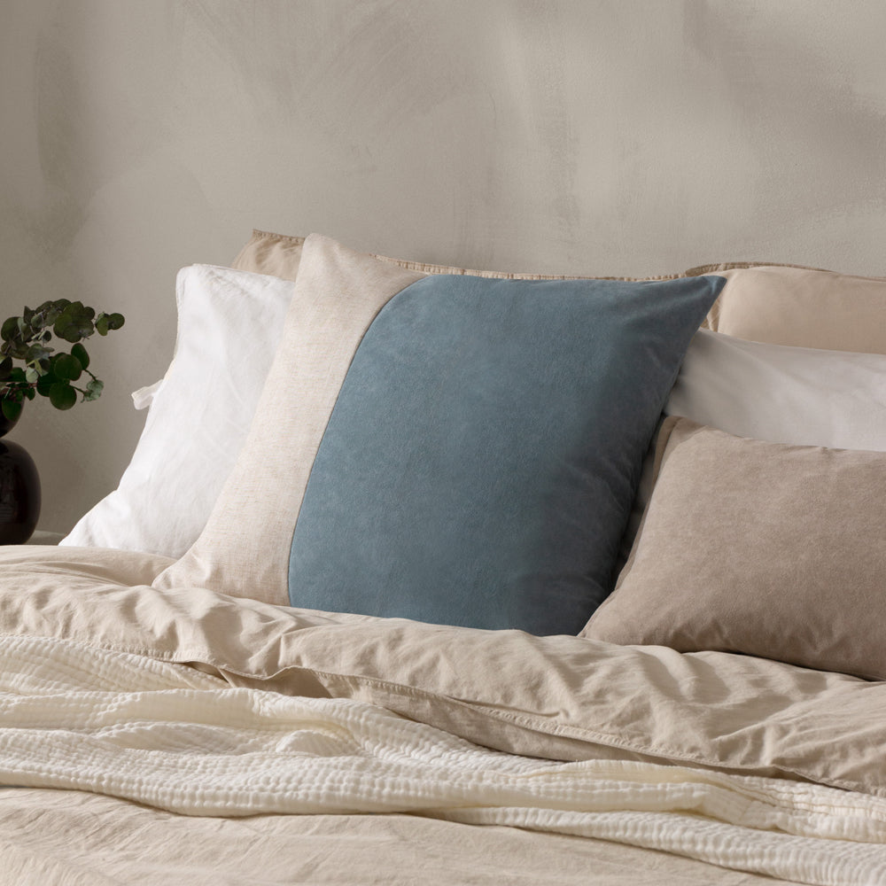 Not Applicable Blue Cushions - Morden Soft-Washed Velvet Polyester Filled Cushion Dusty Blue Yard