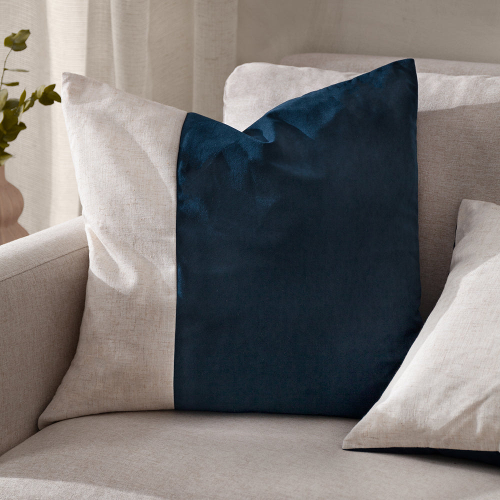 Not Applicable Blue Cushions - Morden Soft-Washed Velvet Polyester Filled Cushion Indigo Yard
