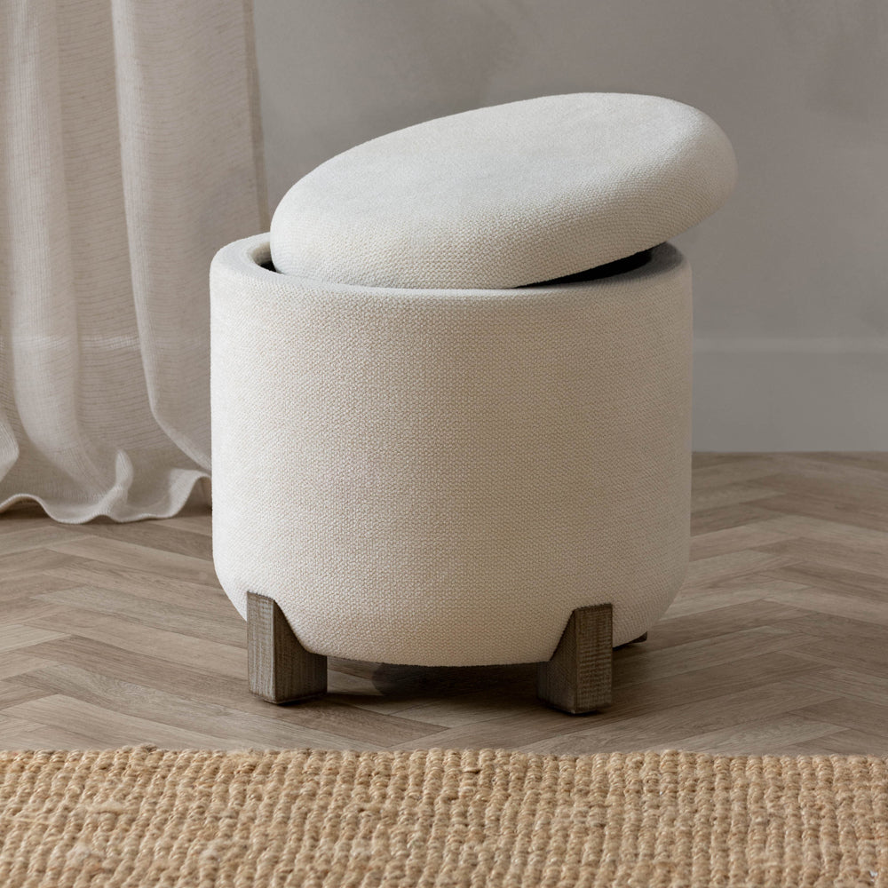 Plain Cream Furniture - Neven Storage Footstool Ecru Yard