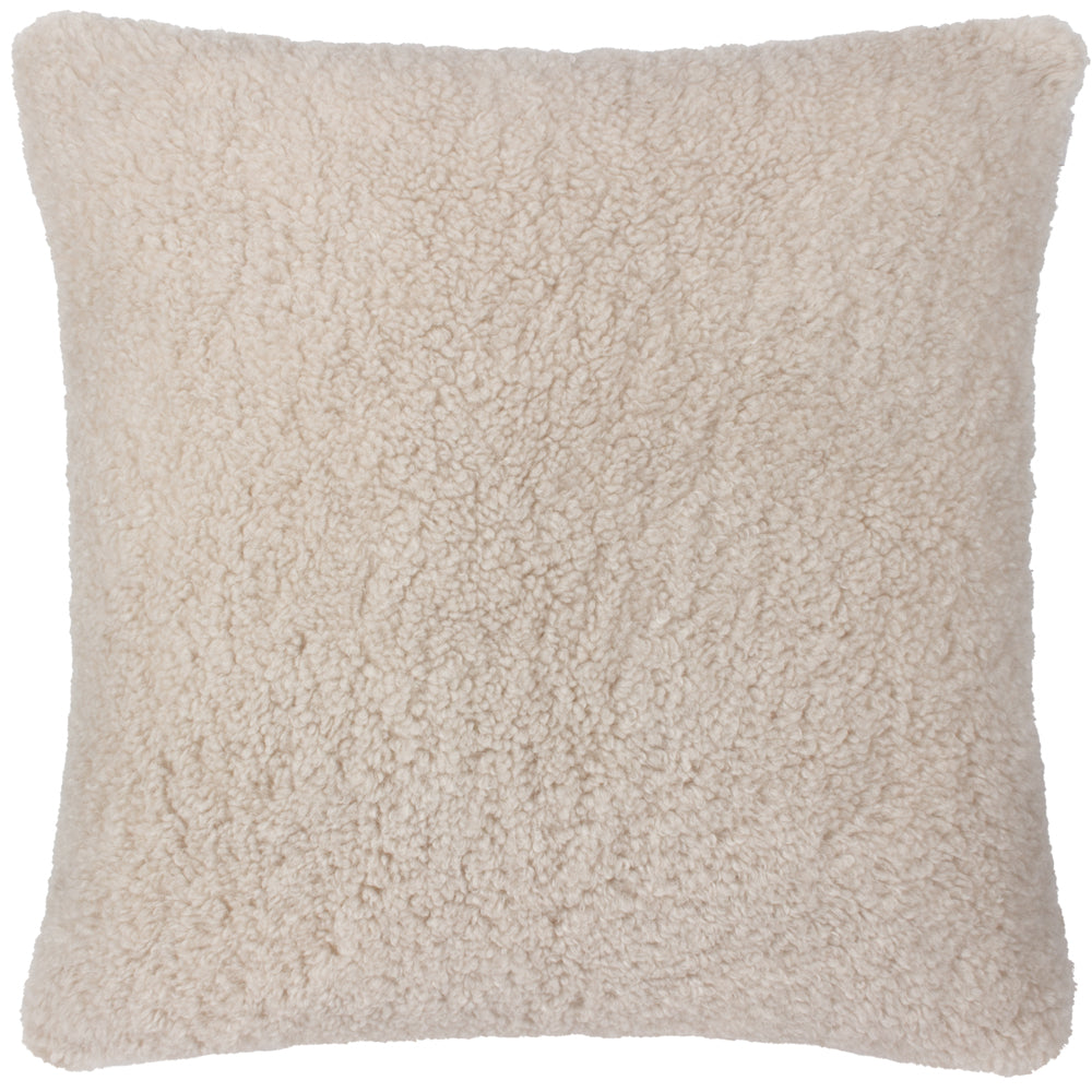 Plain Beige Cushions - Olann Faux Shearling Polyester Filled Cushion Natual Yard