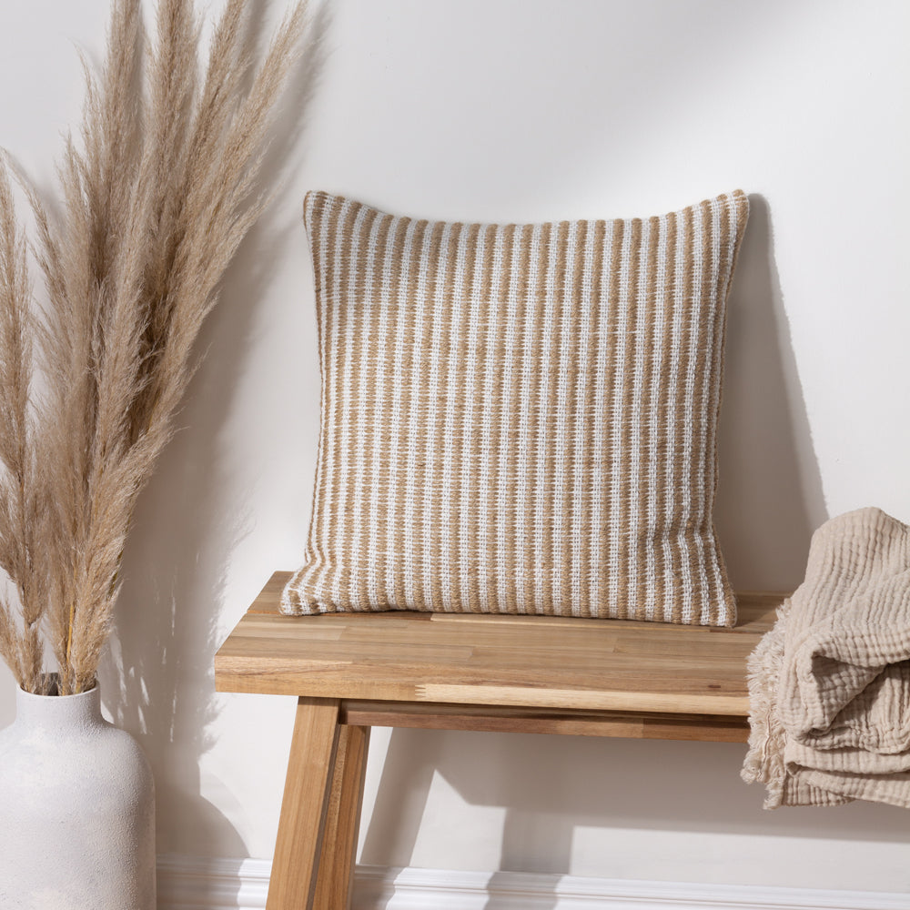 Striped Beige Cushions - Organik Stripe Cushion Cover Natural Yard
