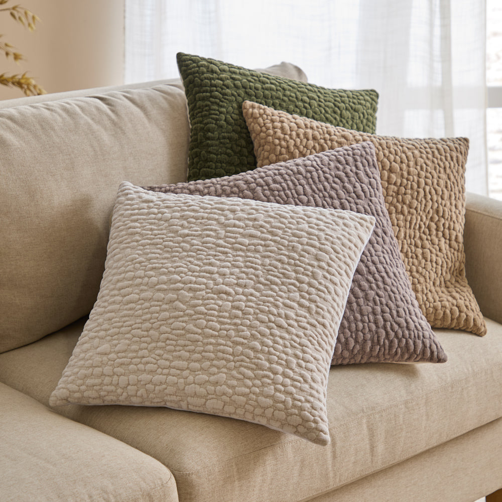 Abstract Beige Cushions - Pebble Textured Chenille Polyester Filled Cushion Natural Yard