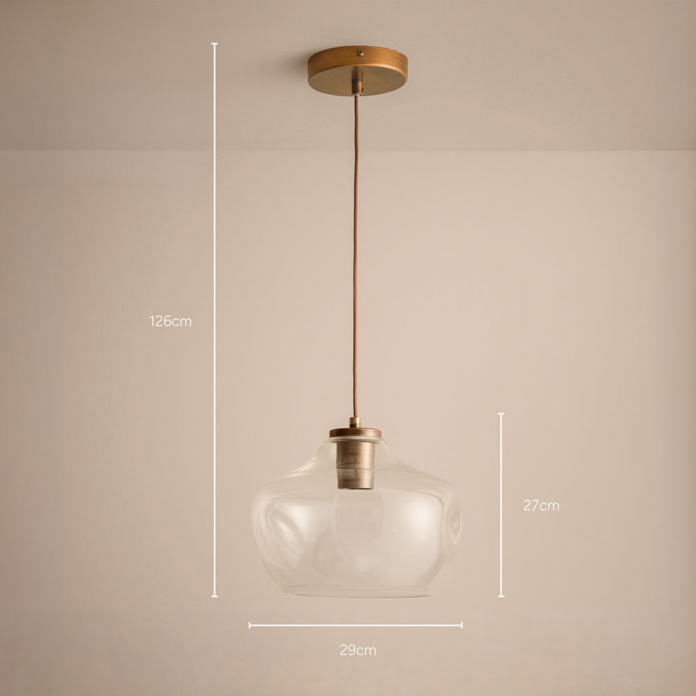 Plain Cream Lighting - Penryn Glass Pendant Ceiling Light Clear Yard