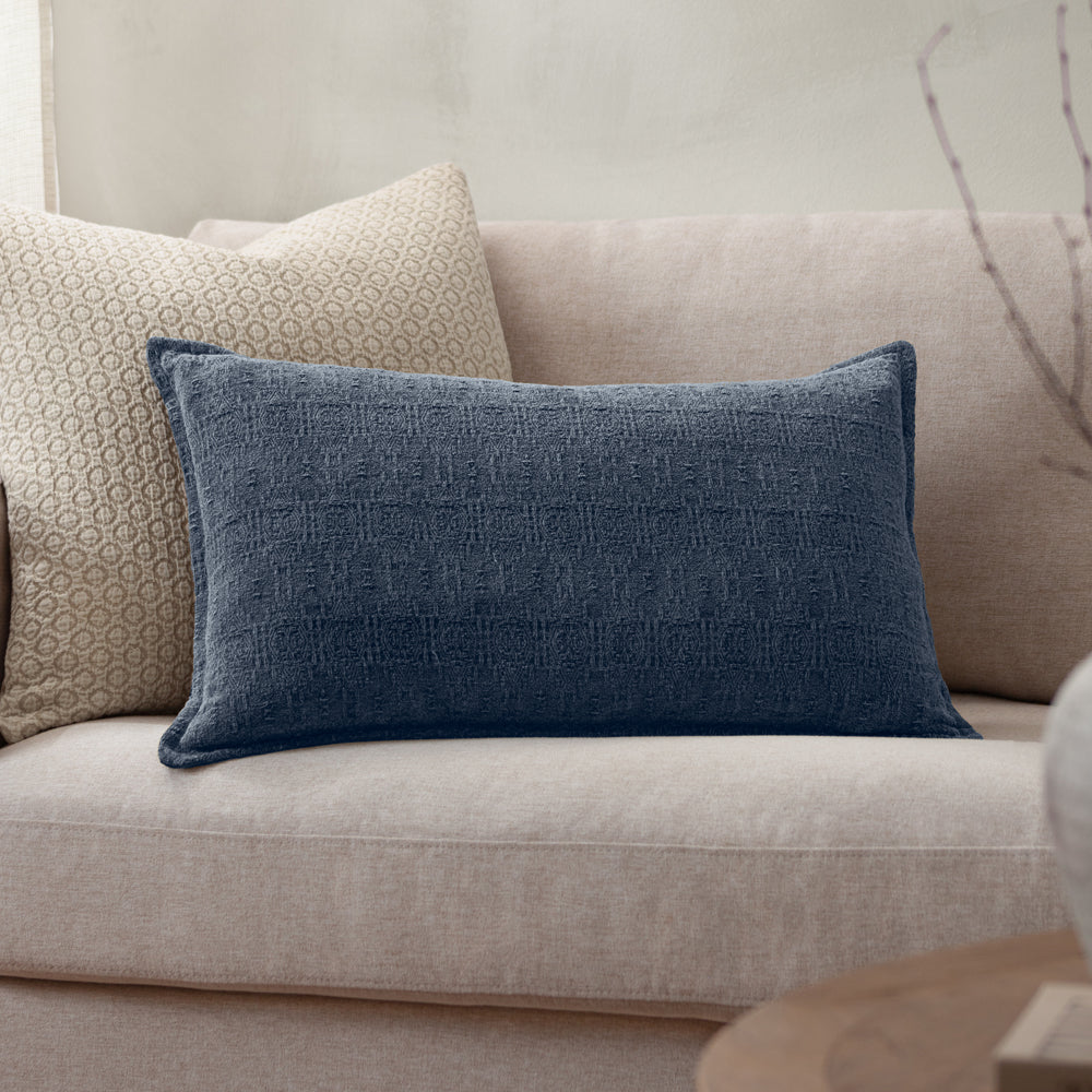 Not Applicable Blue Cushions - Ramas Jacquard Polyester Filled Cushion Indigo Yard