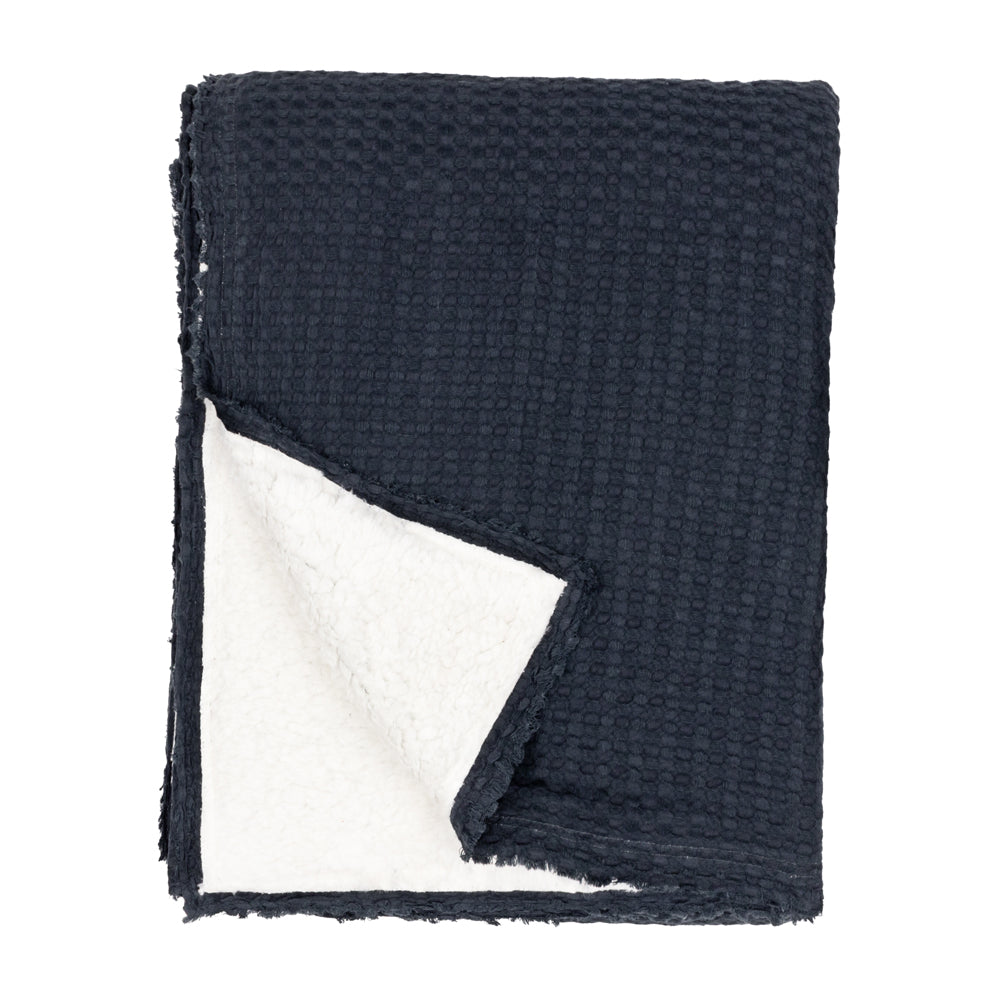 Plain Blue Throws - Ronan Sherpa Throw Ink Yard
