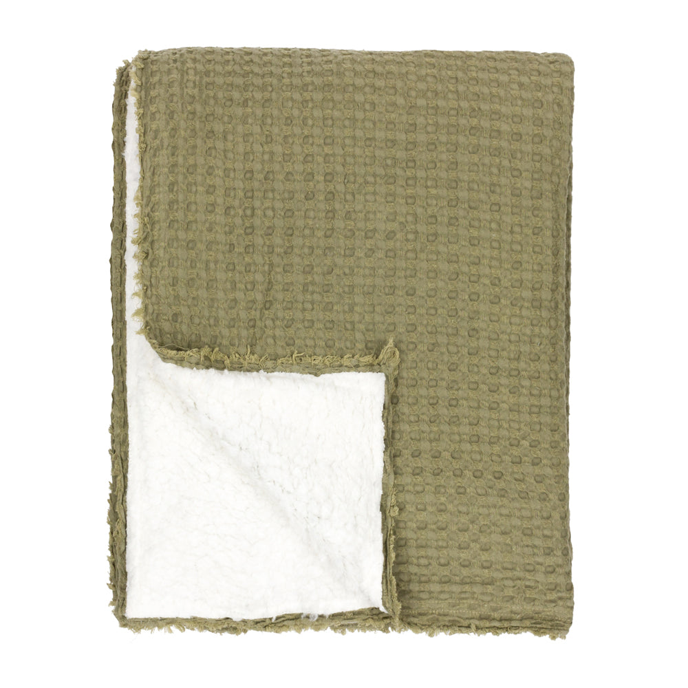 Plain Green Throws - Ronan Sherpa Throw Moss Yard