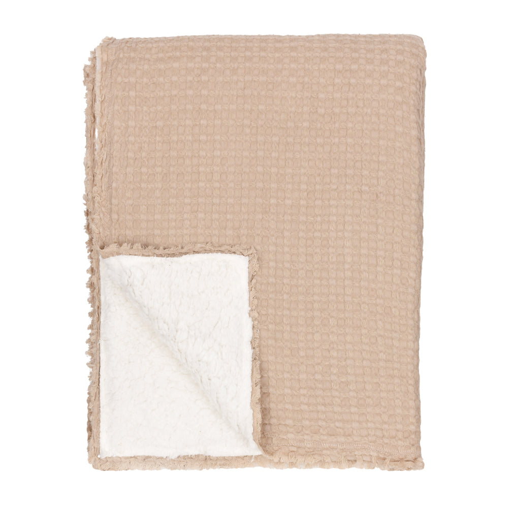Plain Brown Throws - Ronan Sherpa Throw Taupe Yard