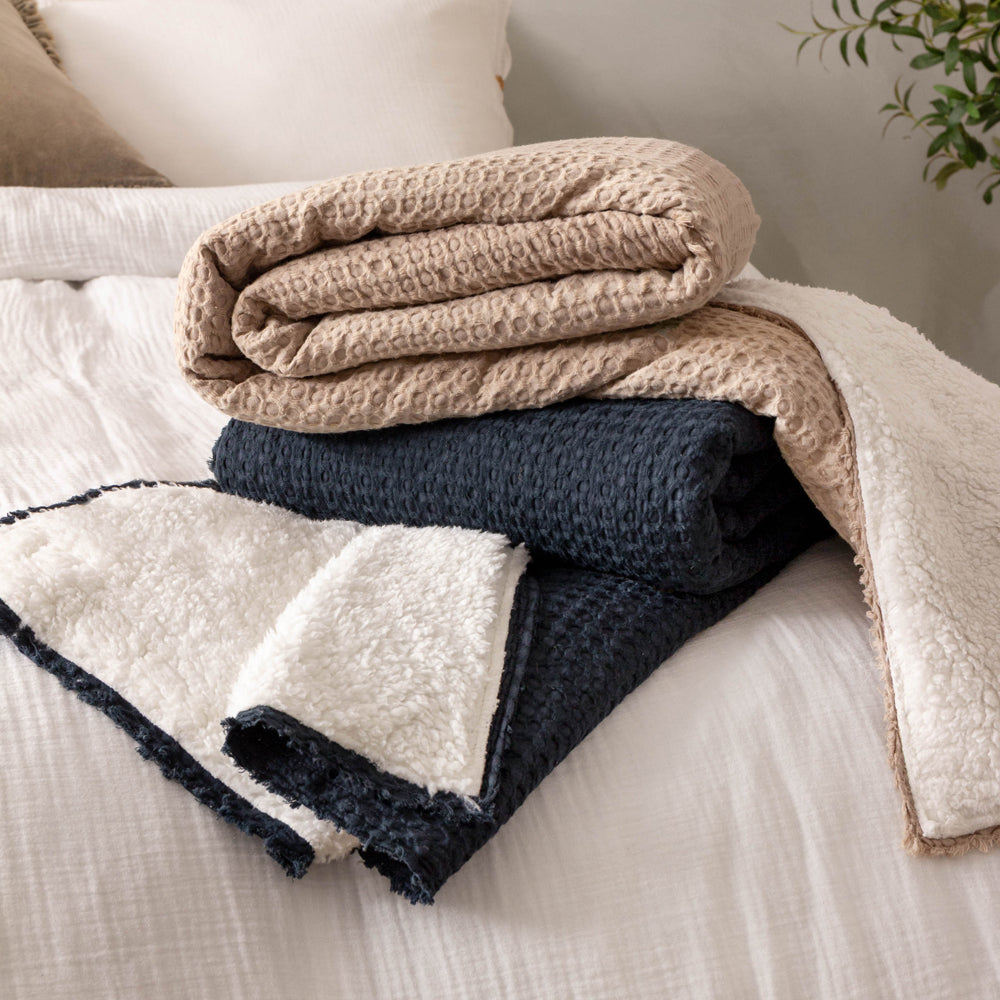 Plain Brown Throws - Ronan Sherpa Throw Taupe Yard