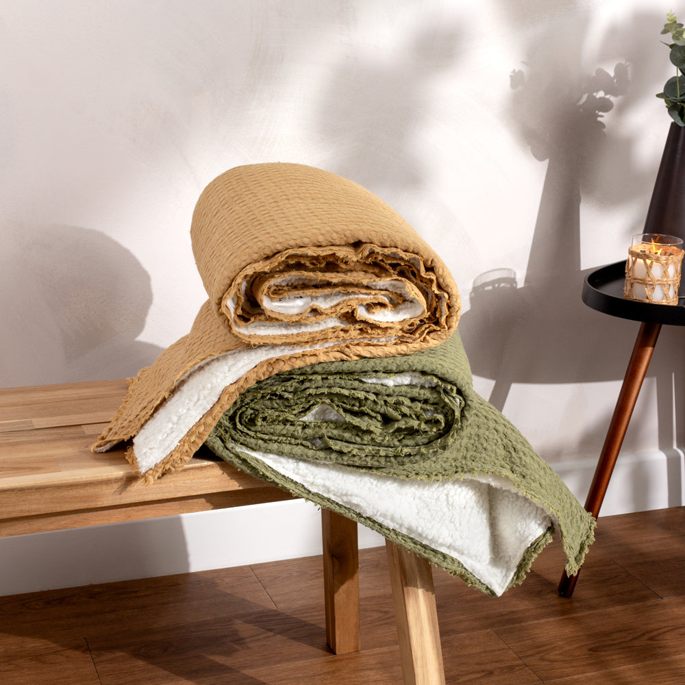 Plain Brown Throws - Ronan Sherpa Throw Toffee Yard