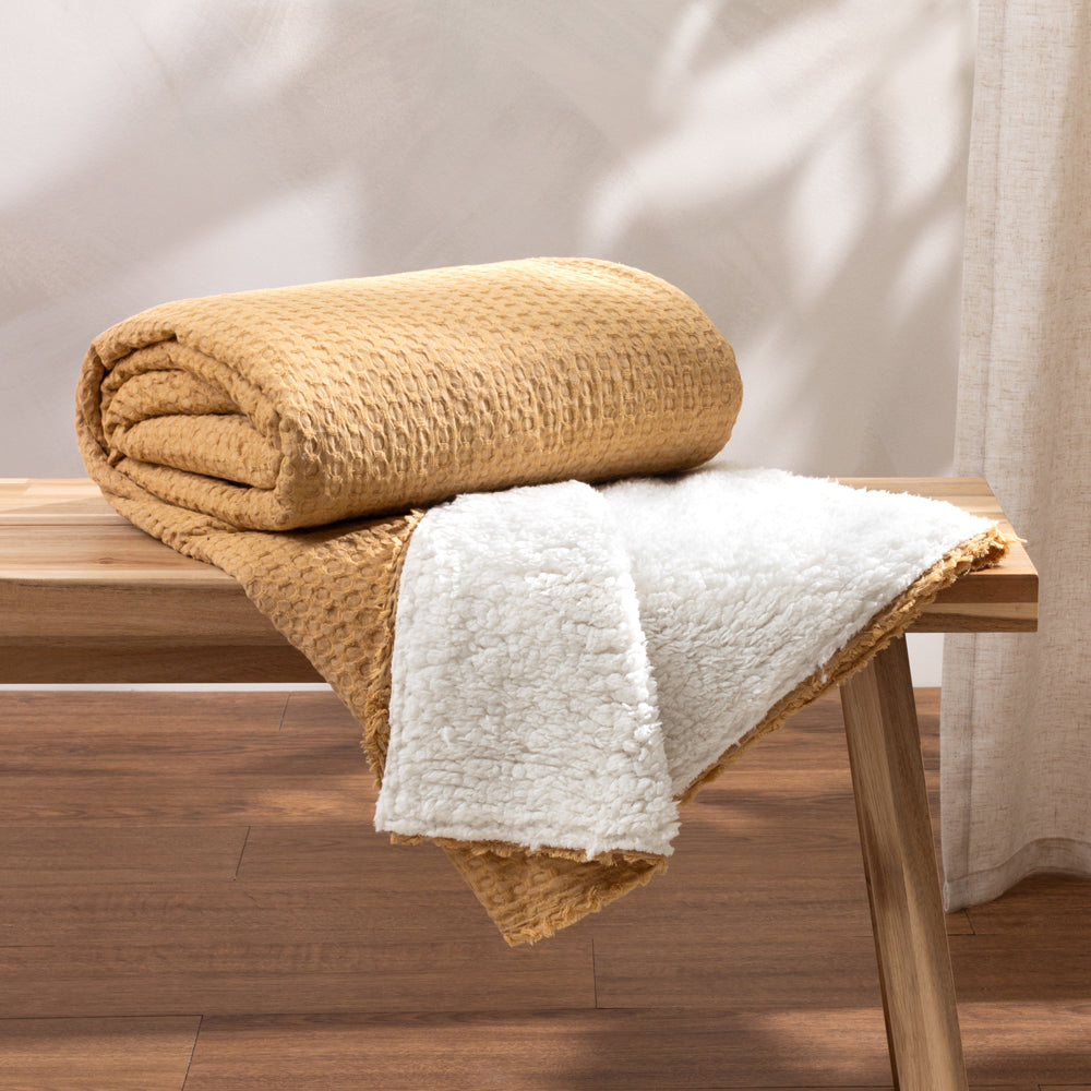 Plain Brown Throws - Ronan Sherpa Throw Toffee Yard