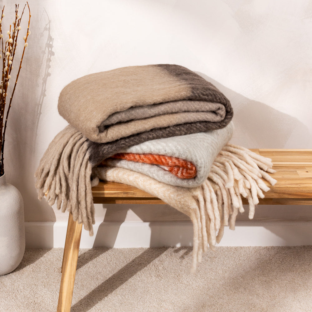 Herringbone Red Throws - Rawton Ombre Throw Brick/Flint Yard