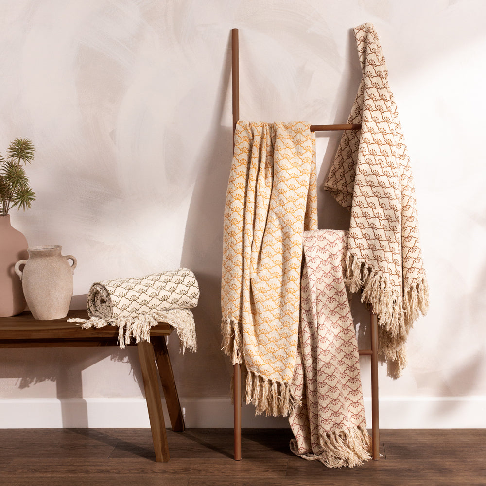 Floral Red Throws - Saku Throw Kilm Red Yard