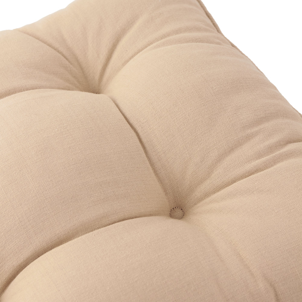 Plain Beige Cushions - Slub Cotton 2 Pack Seat Pads Linen Yard