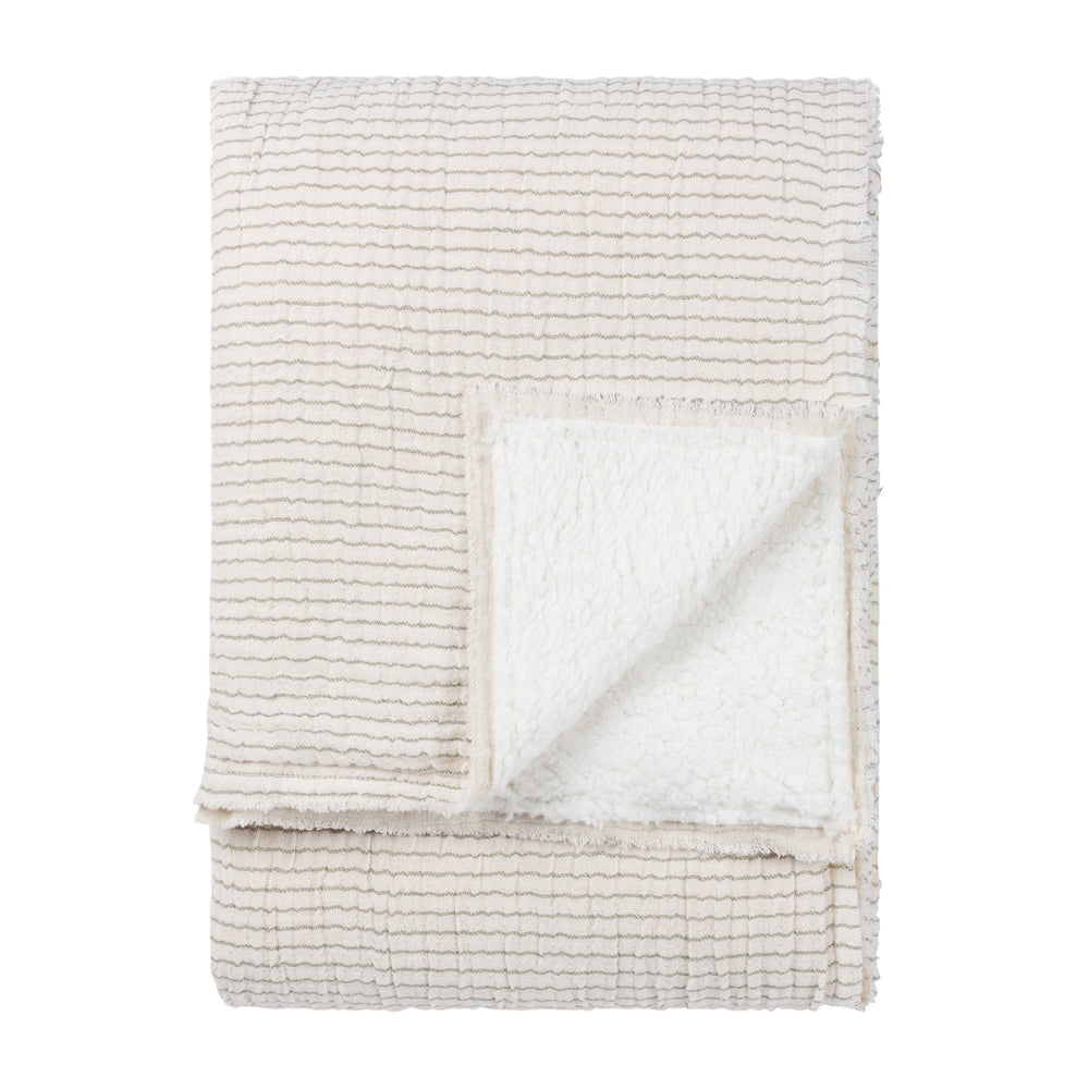 Striped Beige Throws - Skye Sherpa Throw Natural/Grey Yard