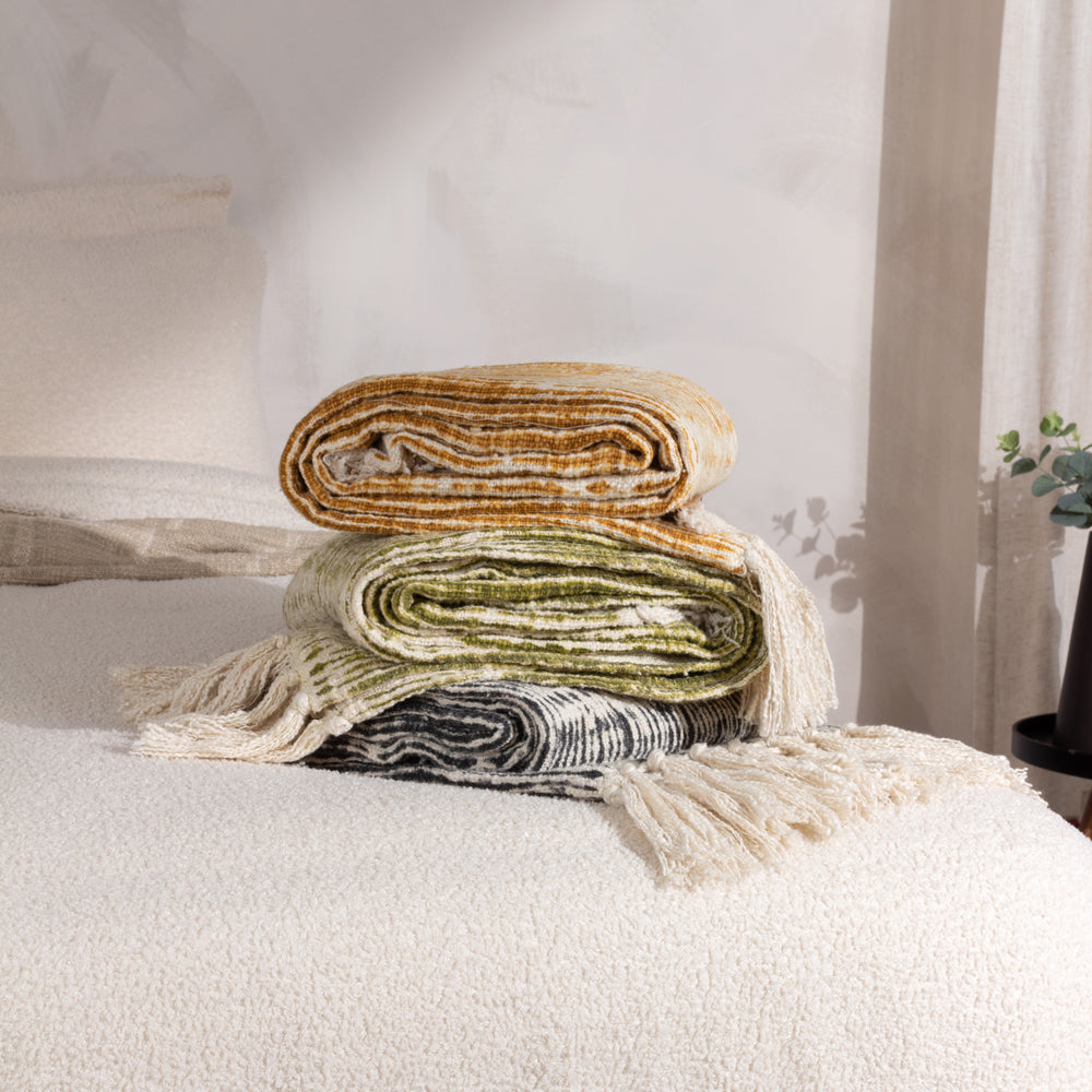 Abstract Green Throws - Sono Ink Throw Olive Yard