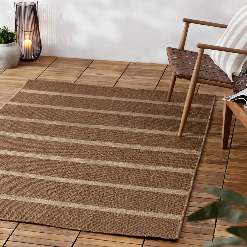 Striped Beige Rugs - Tala Stripe Jute Effect Indoor/Outdoor Rug Natural Yard