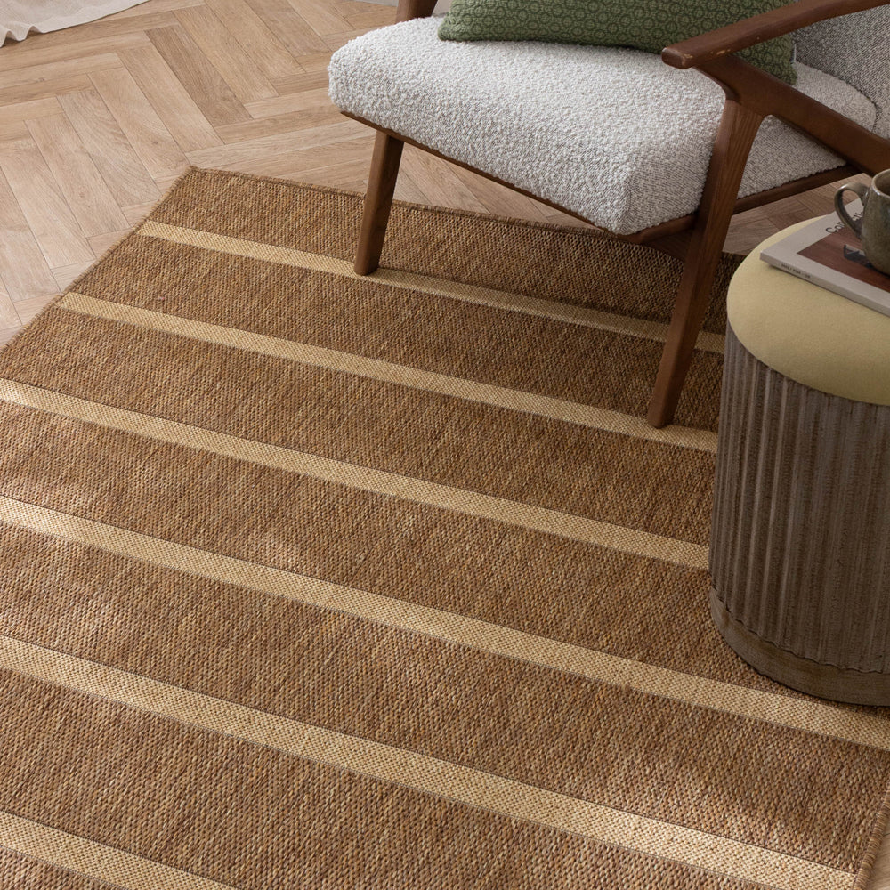 Striped Beige Rugs - Tala Stripe Jute Effect Indoor/Outdoor Rug Natural Yard