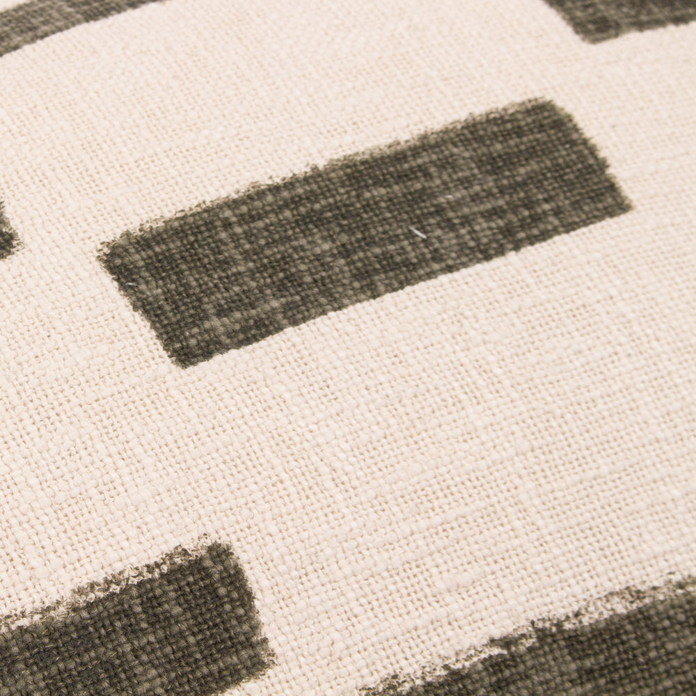 Geometric Green Cushions - Terra New Printed Slub Cotton Cushion Cover Moss Yard