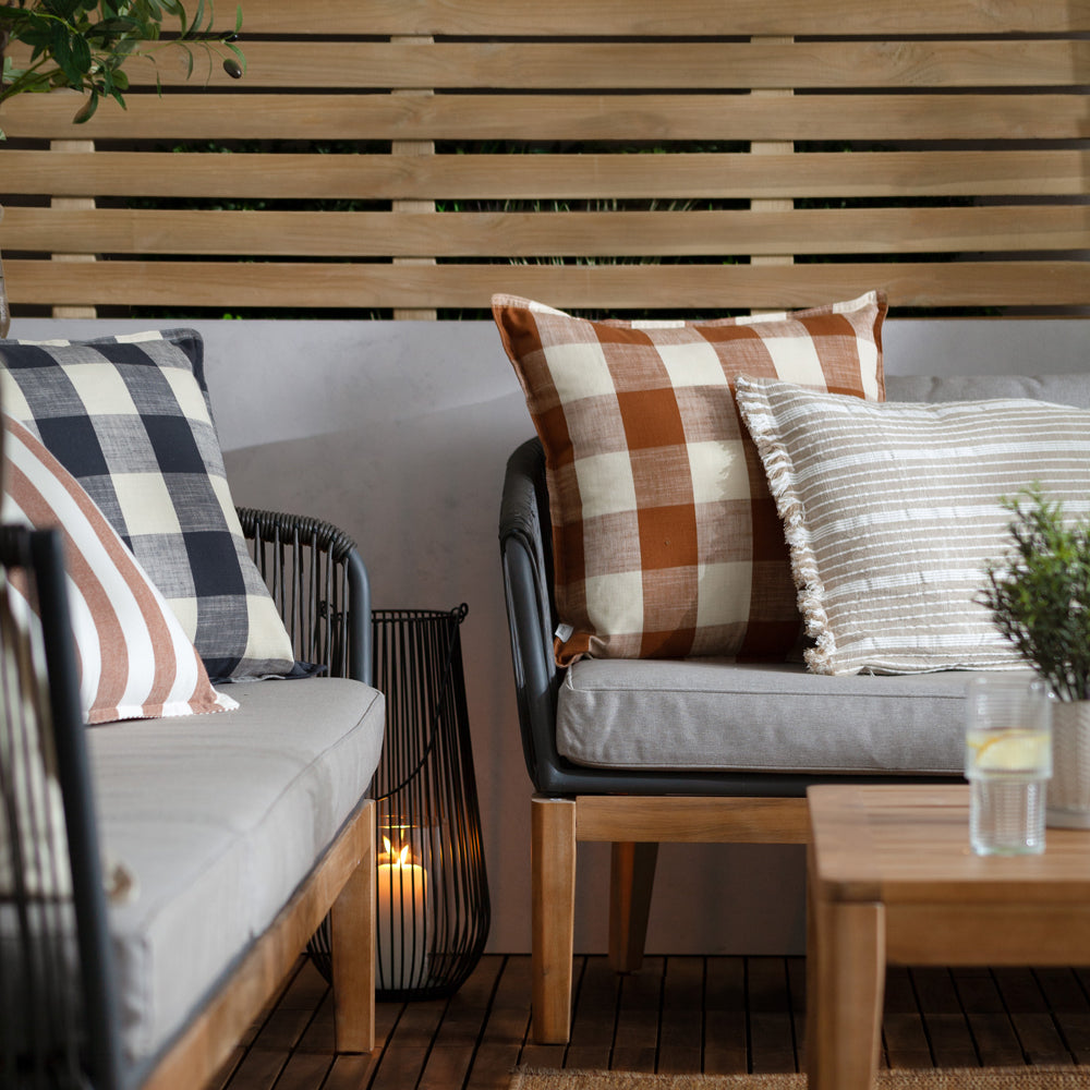 Striped Cream Cushions - Tide Textured Stripe Outdoor Polyester Filled Cushion Natural Yard