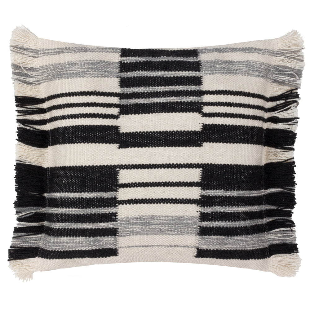 Striped Black Cushions - Torode Woven Polyester Filled Cushion Black Yard