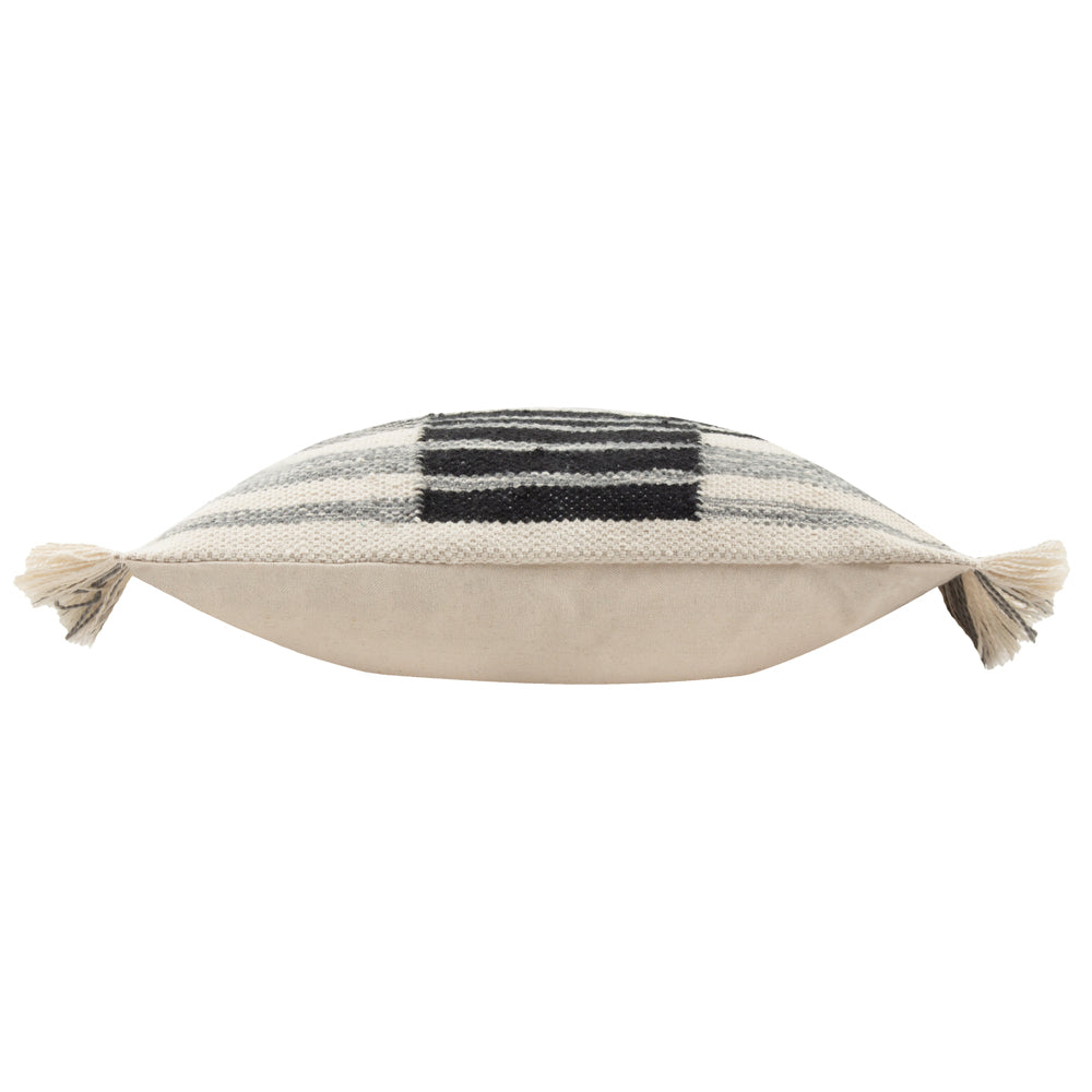 Striped Black Cushions - Torode Woven Polyester Filled Cushion Black Yard