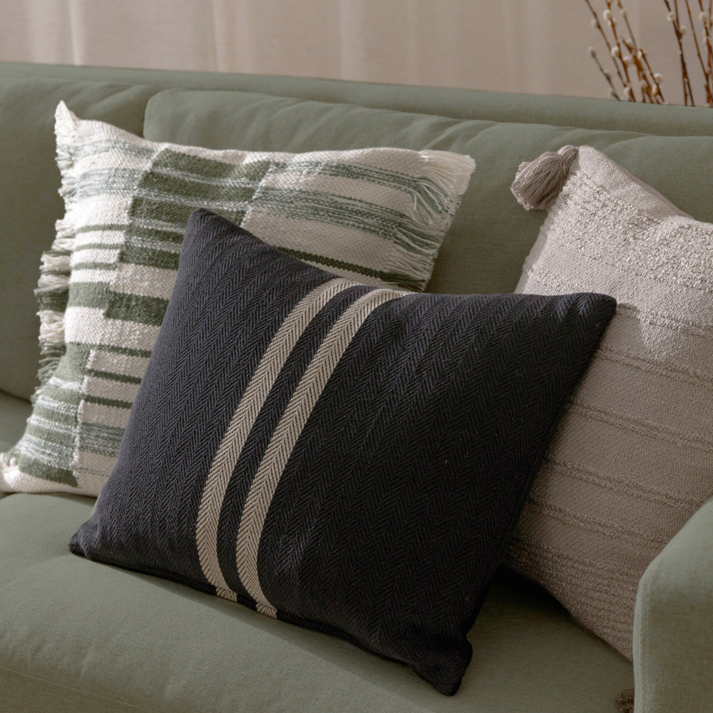 Striped Green Cushions - Torode Woven Polyester Filled Cushion Sage Yard