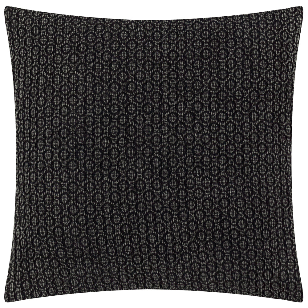 Geometric Black Cushions - Tryfan Textured Cotton Polyester Filled Cushion Black Yard