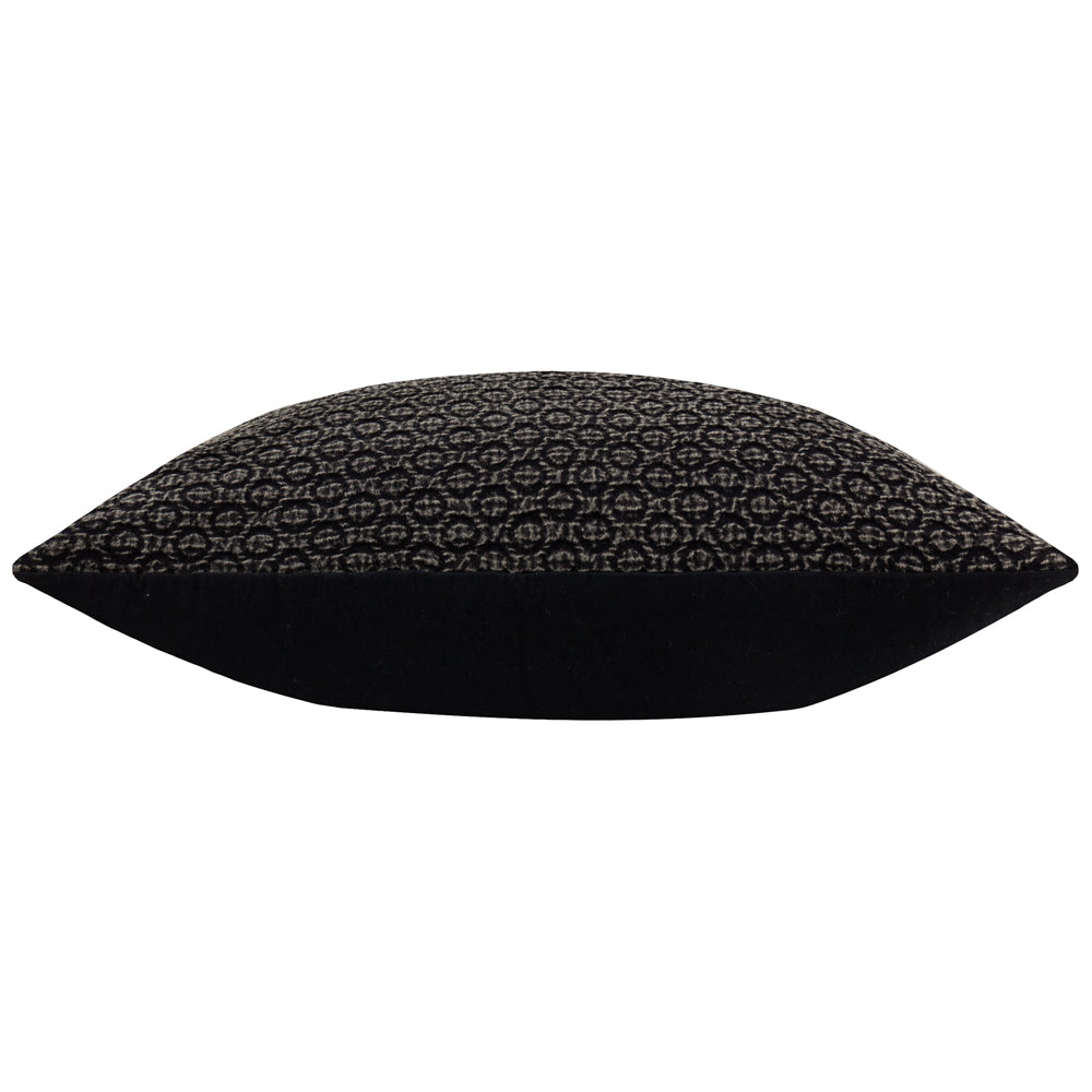 Geometric Black Cushions - Tryfan Textured Cotton Polyester Filled Cushion Black Yard