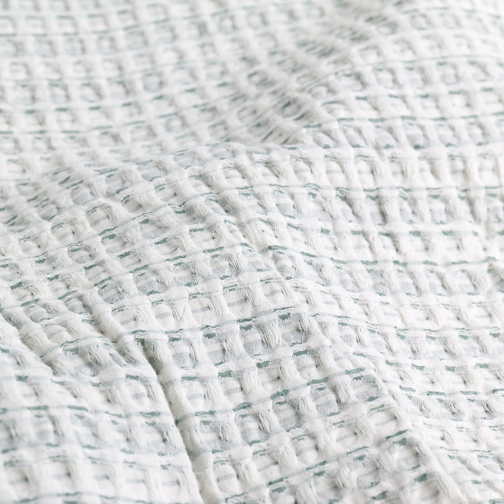Not Applicable Green Bedding - Waffle Textured 100% Cotton Bedspread Eucalyptus Yard