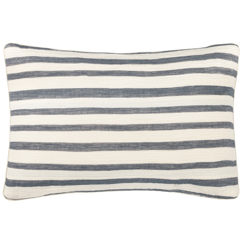 Striped Blue Cushions - Woven Stripe Cotton Polyester Filled Cushion Dusk Blue Yard