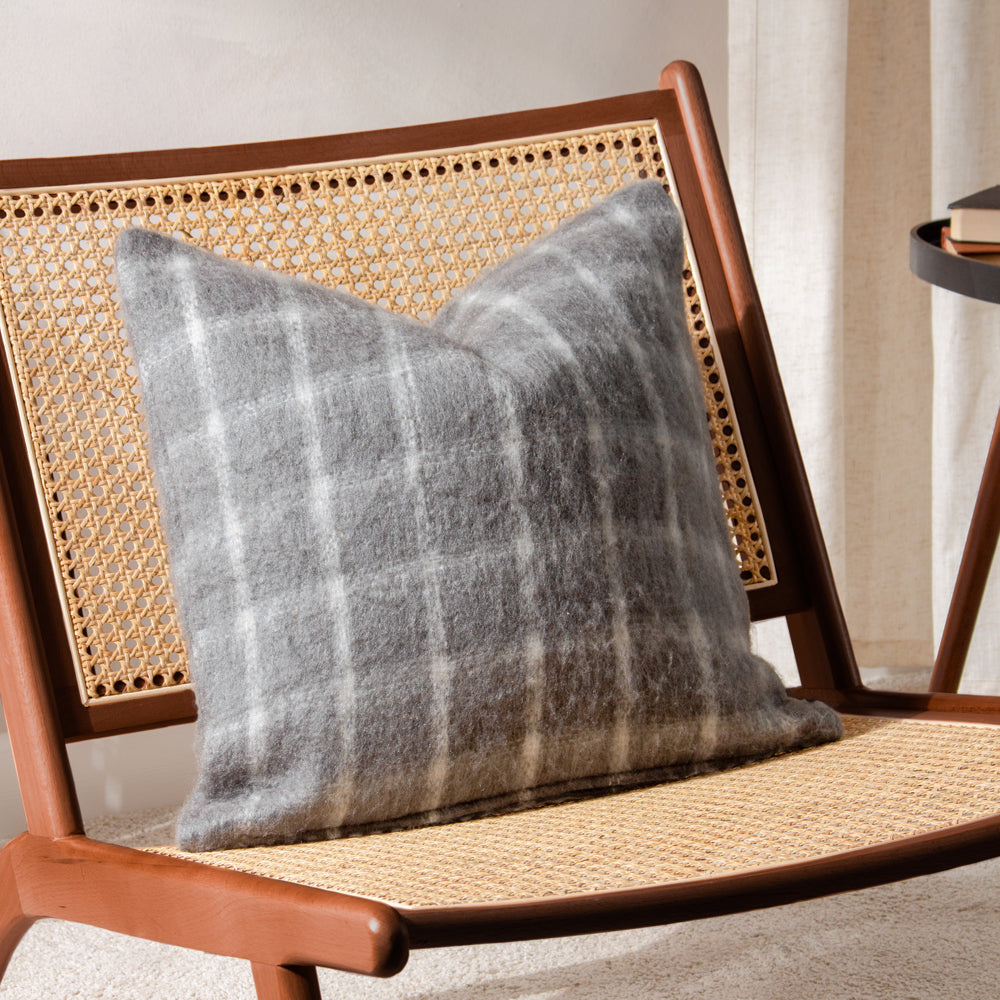 Check Grey Cushions - Yarrow Check Cushion Cover Flint Grey Yard