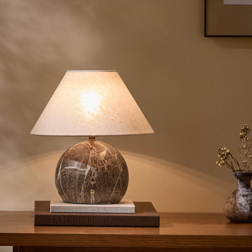 Plain Brown Lighting - Austell Round Rechargeable Table Lamp Espresso Brown Yard