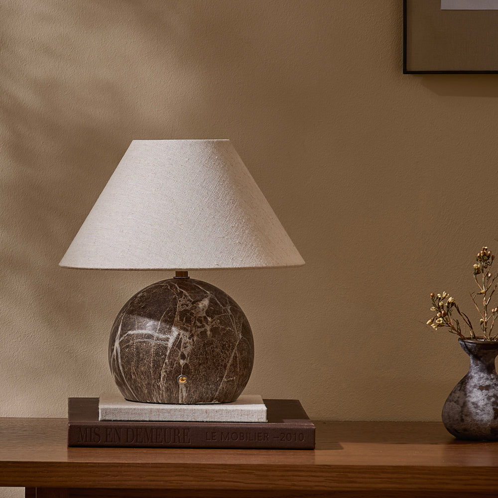 Plain Brown Lighting - Austell Round Rechargeable Table Lamp Espresso Brown Yard