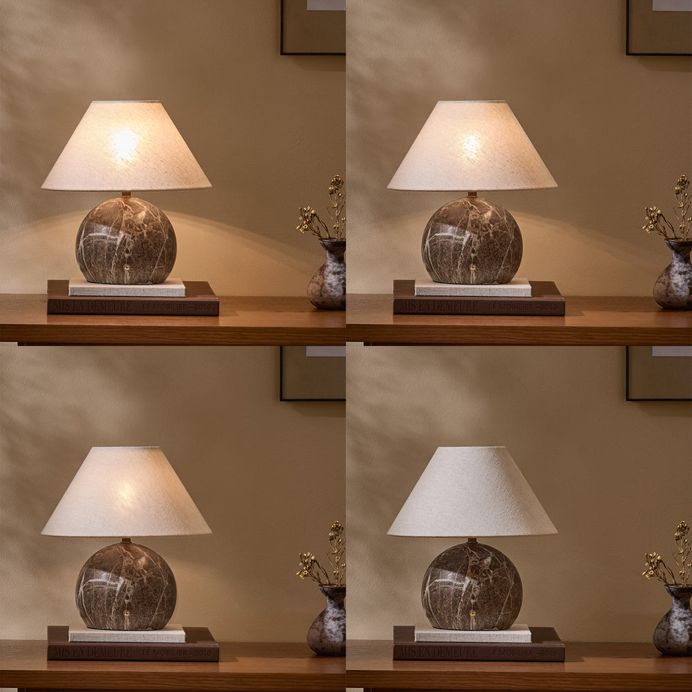 Plain Brown Lighting - Austell Round Rechargeable Table Lamp Espresso Brown Yard