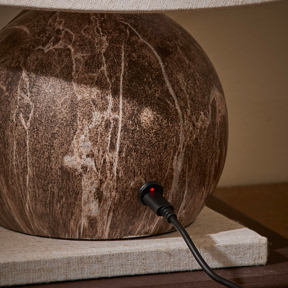 Plain Brown Lighting - Austell Round Rechargeable Table Lamp Espresso Brown Yard