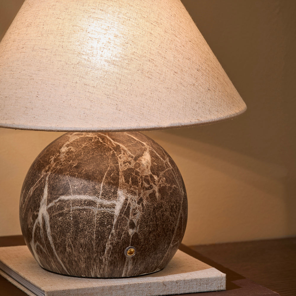 Plain Brown Lighting - Austell Round Rechargeable Table Lamp Espresso Brown Yard