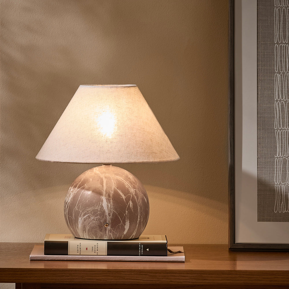 Plain Beige Lighting - Austell Round Rechargeable Table Lamp Sand Yard