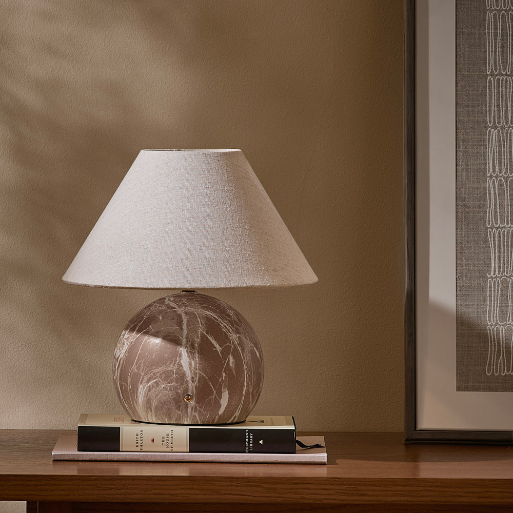 Plain Beige Lighting - Austell Round Rechargeable Table Lamp Sand Yard