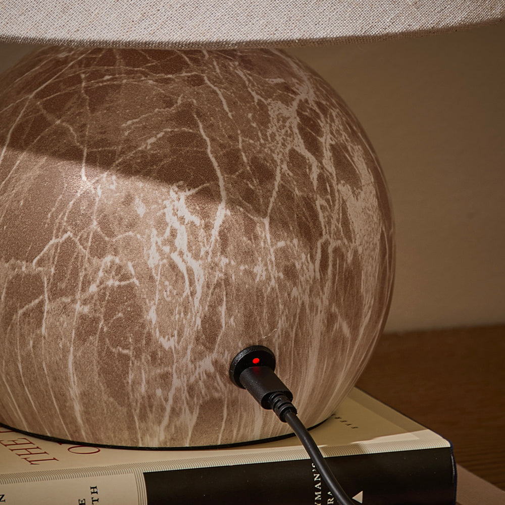 Plain Beige Lighting - Austell Round Rechargeable Table Lamp Sand Yard