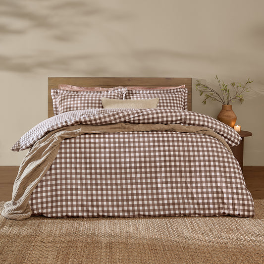 Check Brown Bedding - Barton Gingham Check Duvet Cover Set Chocolate Yard
