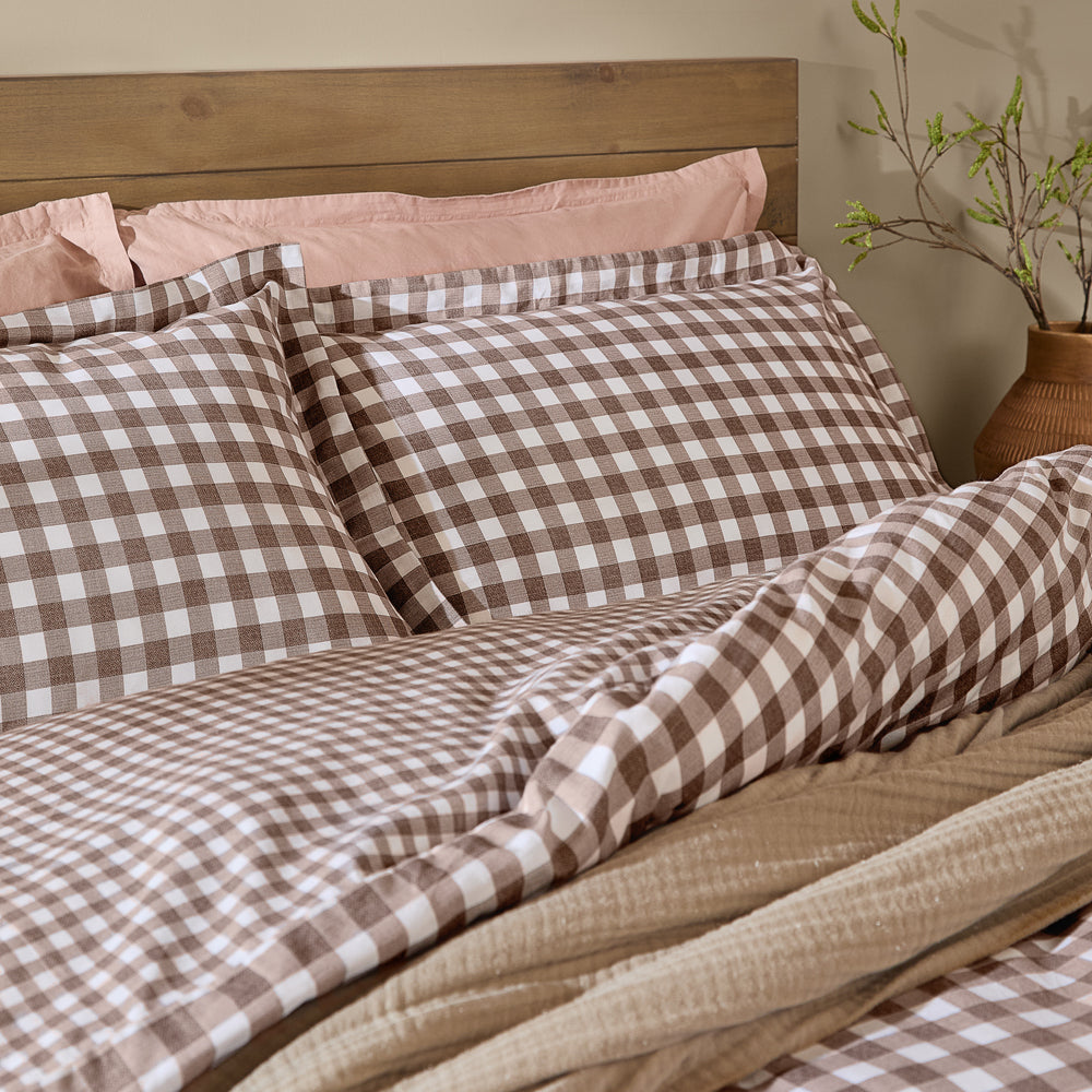 Check Brown Bedding - Barton Gingham Check Duvet Cover Set Chocolate Yard