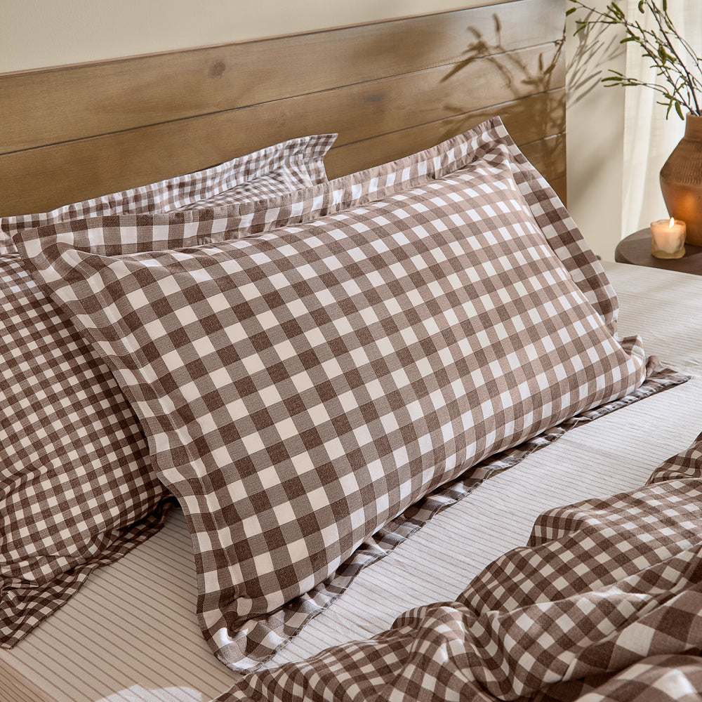 Check Brown Bedding - Barton Gingham Check Duvet Cover Set Chocolate Yard