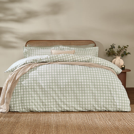 Check Green Bedding - Barton Gingham Check Duvet Cover Set Eucalyptus Yard