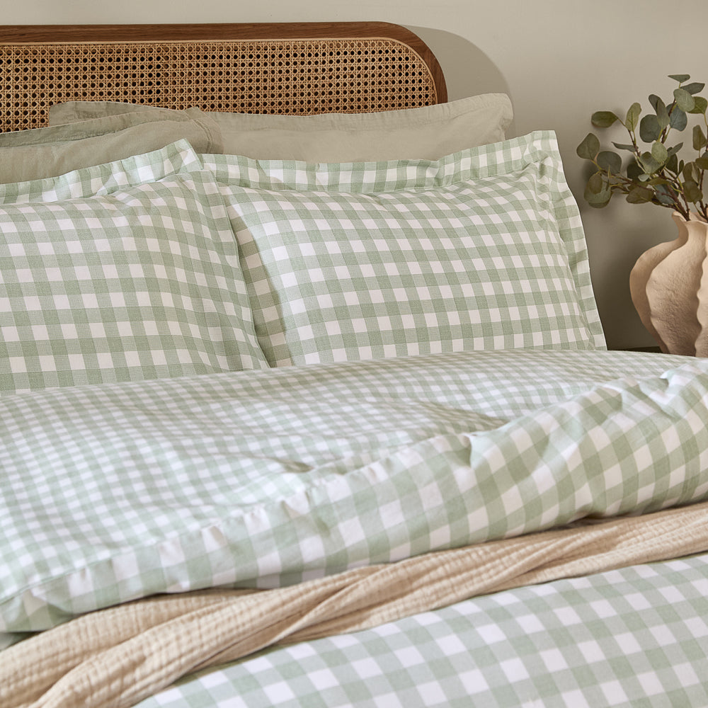 Check Green Bedding - Barton Gingham Check Duvet Cover Set Eucalyptus Yard