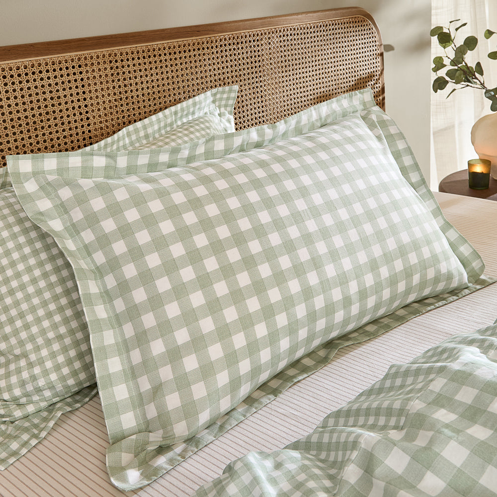 Check Green Bedding - Barton Gingham Check Duvet Cover Set Eucalyptus Yard