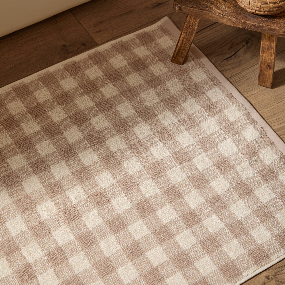 Check Cream Bathroom - Barton Gingham Check Bath Mat Natural Yard