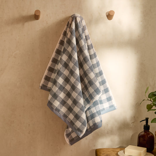 Check Blue Bathroom - Barton Gingham Check Towels Denim Blue Yard